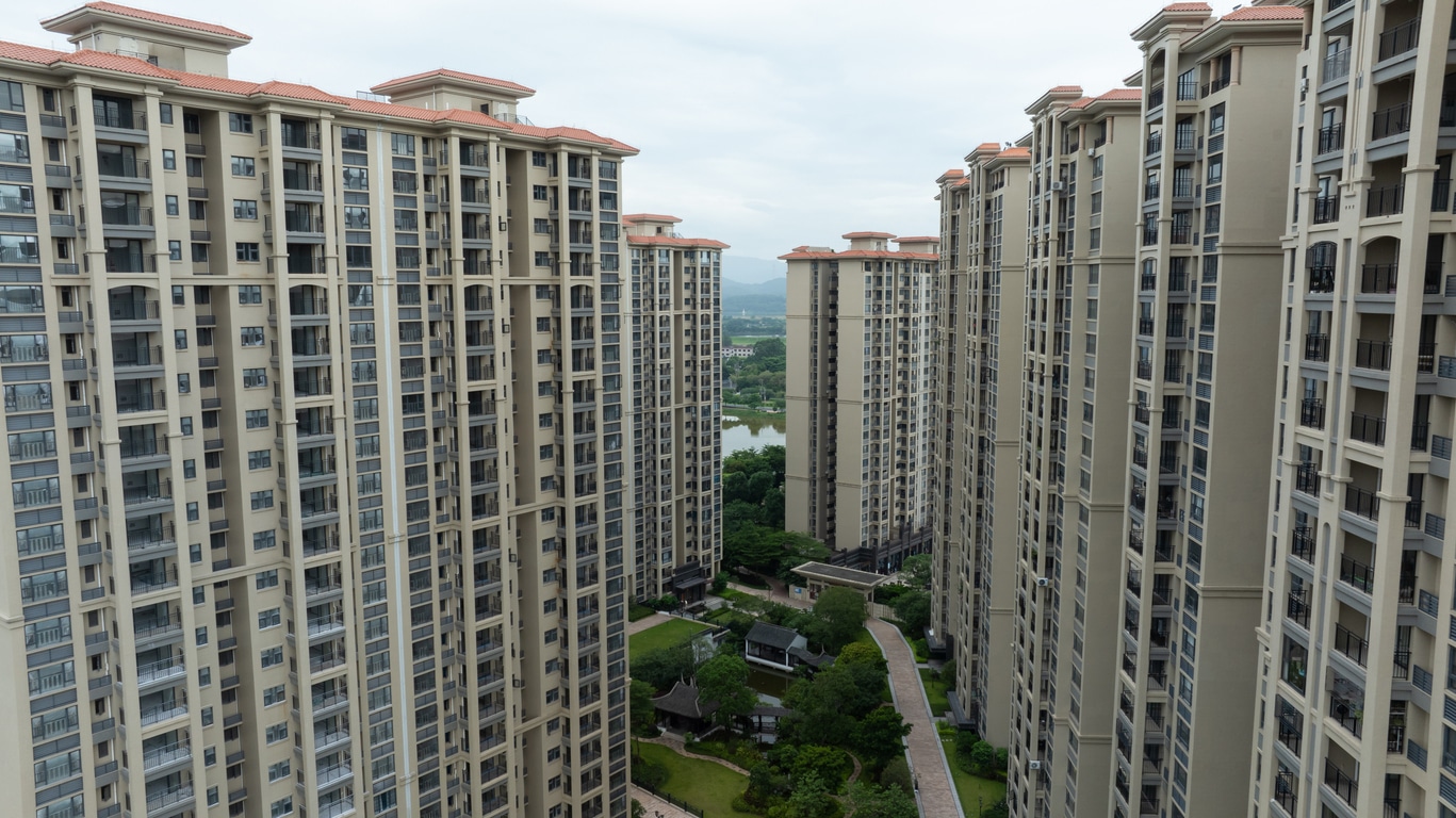 Aerial view of modern apartment buildings in guangdong province, China